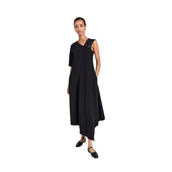CO Collections Black Napkin Dress NWT – XS Asymmetrical Midi $1,095 Retail NWT - Picture 9 of 13